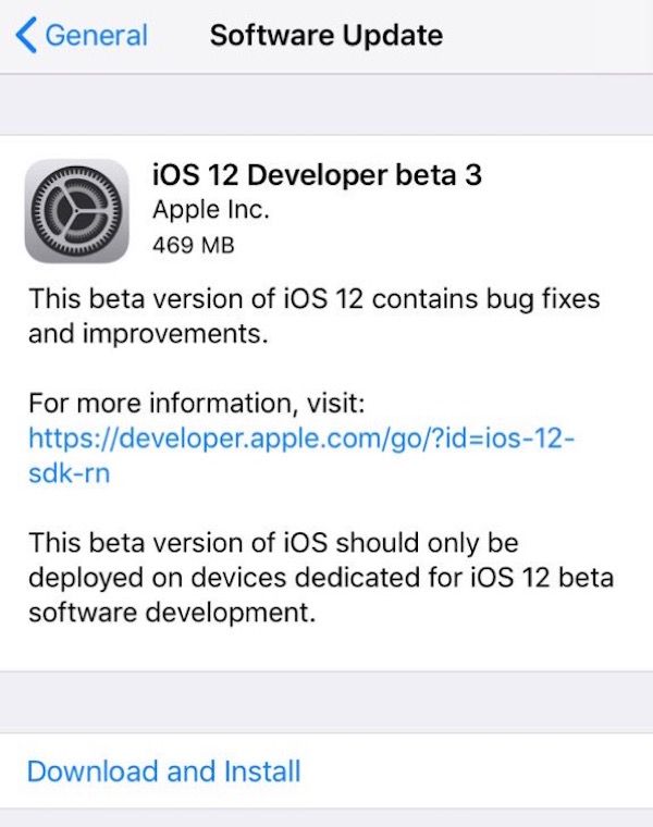 Descarga iOS 12 beta 3
