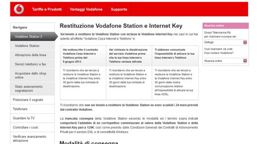 Devolución de la estación Vodafone y la clave de Internet