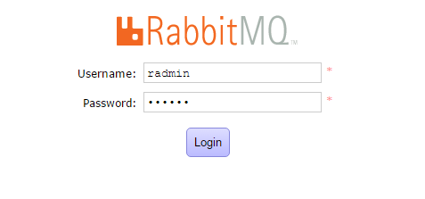 Inicio de sesión en la web de RabbitMQ