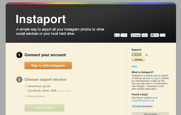 Instaport te permite exportar imágenes de Instagram a tu disco duro