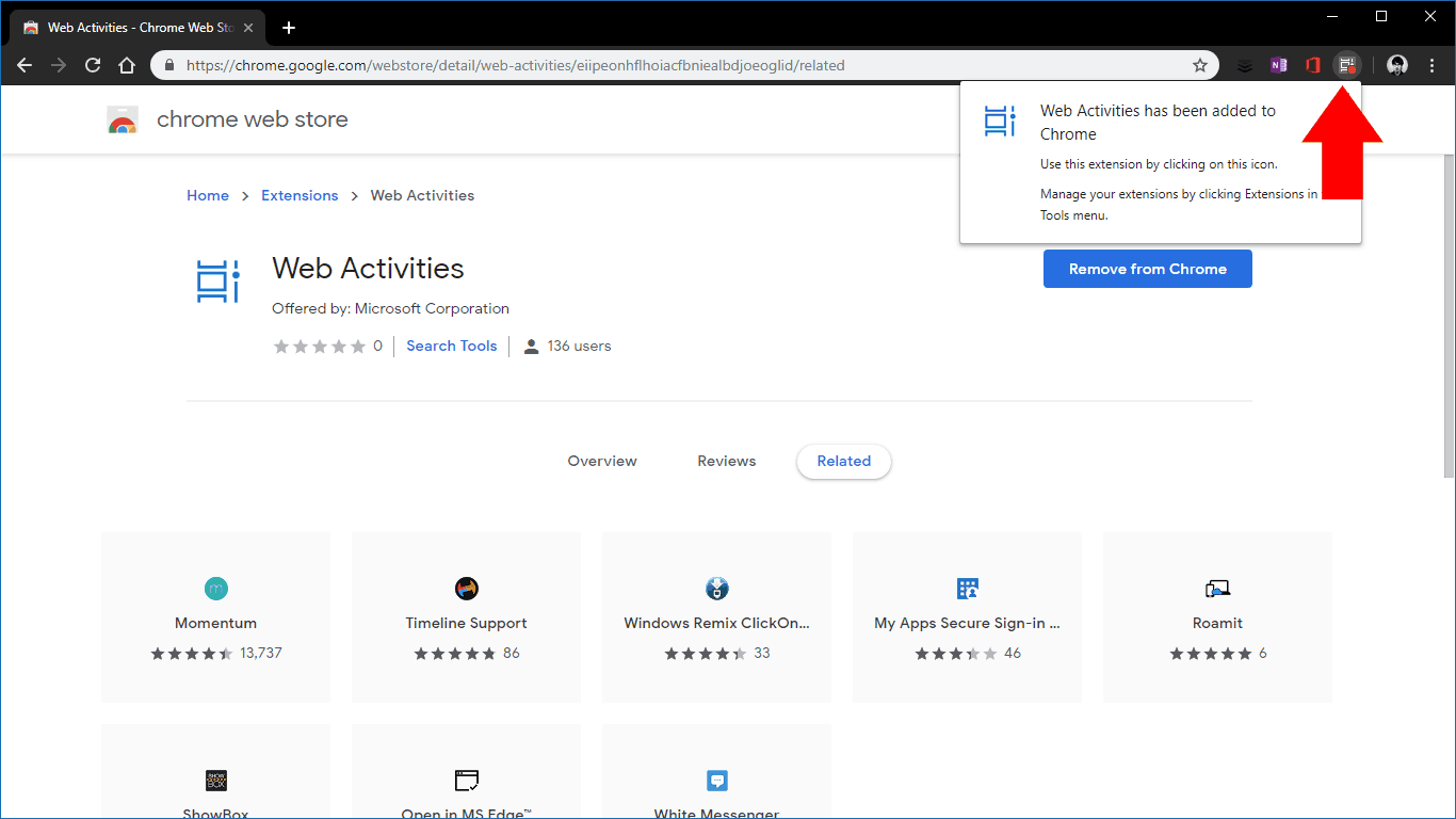 Extensión de Chrome de actividades web