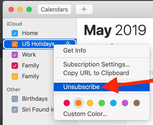 Cómo cancelar la suscripción y eliminar el calendario de vacaciones en tu Mac