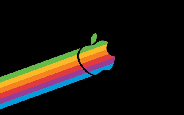 Logotipo retro de la manzana voladora