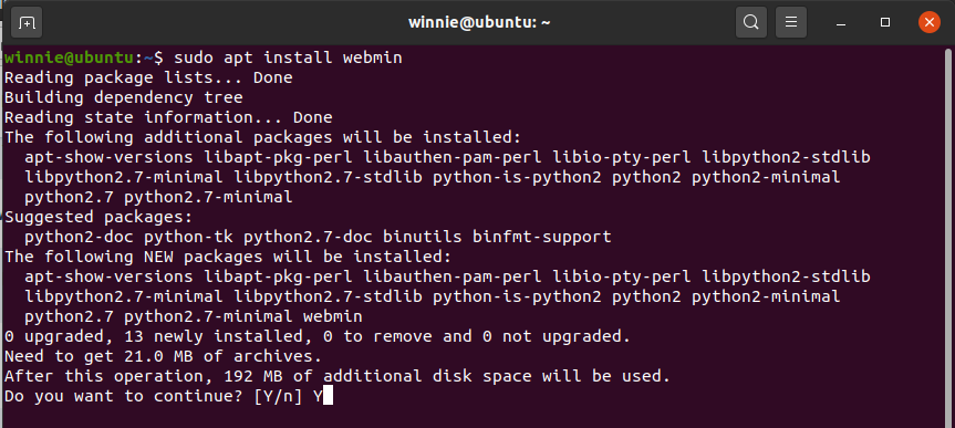 Instalar webmin en Ubuntu 20.04 LTS