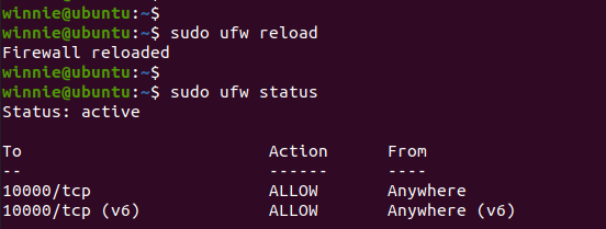 recargar firewall ufw