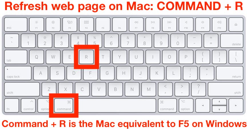 Cómo actualizar su página web en su Mac con el comando R equivalente a F5