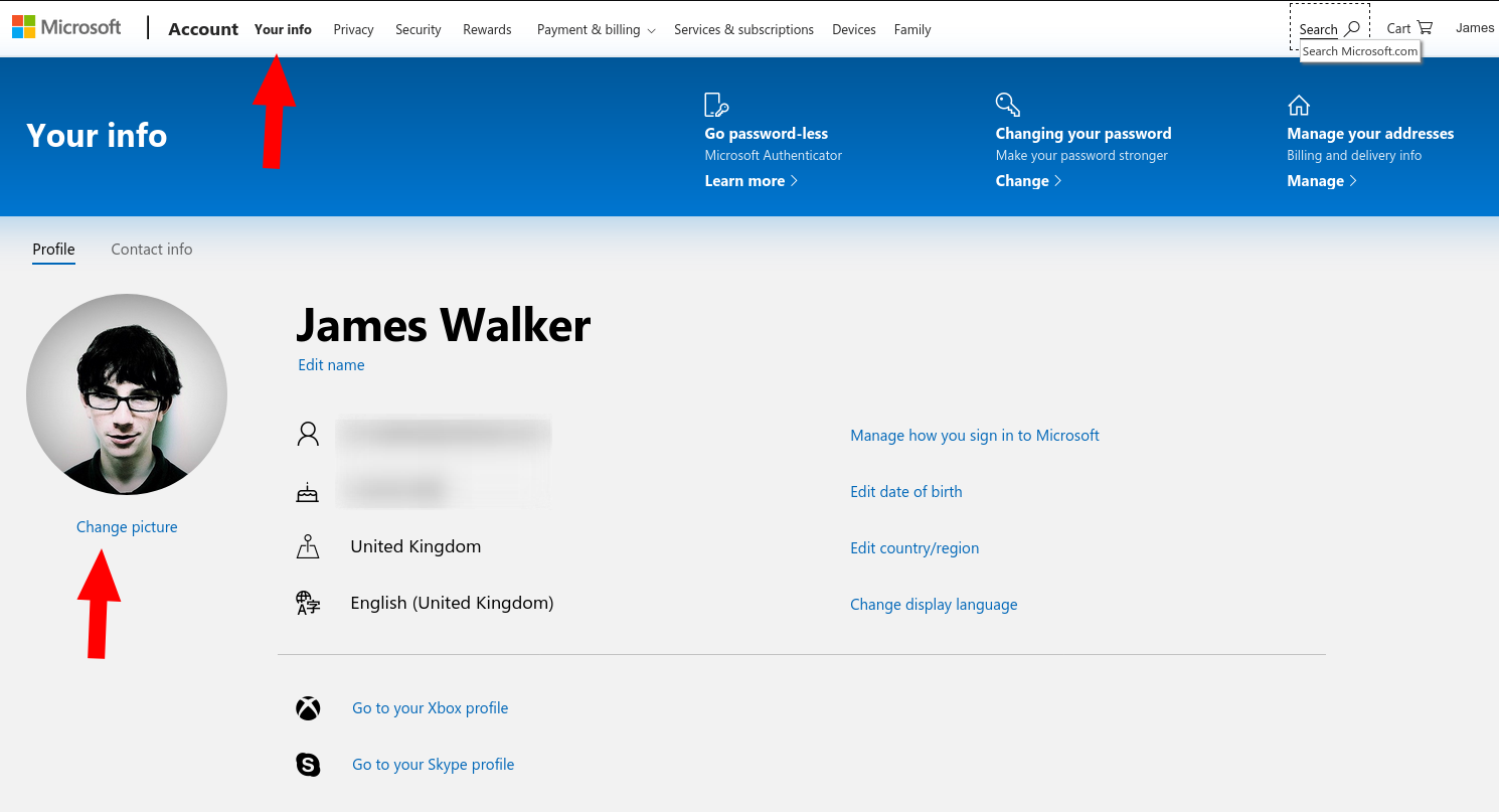 Cambiar la imagen de perfil de la cuenta de Microsoft