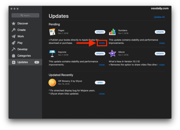 Cómo ver el tamaño de una actualización en la Mac App Store