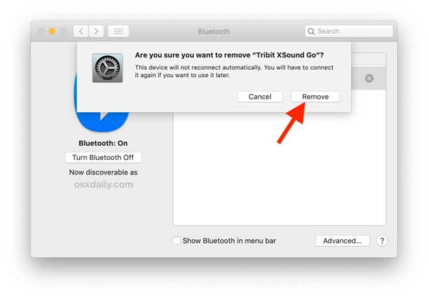 Retire y desconecte el altavoz Bluetooth de la Mac