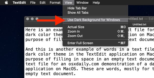 Usar el modo oscuro en TextEdit en Mac