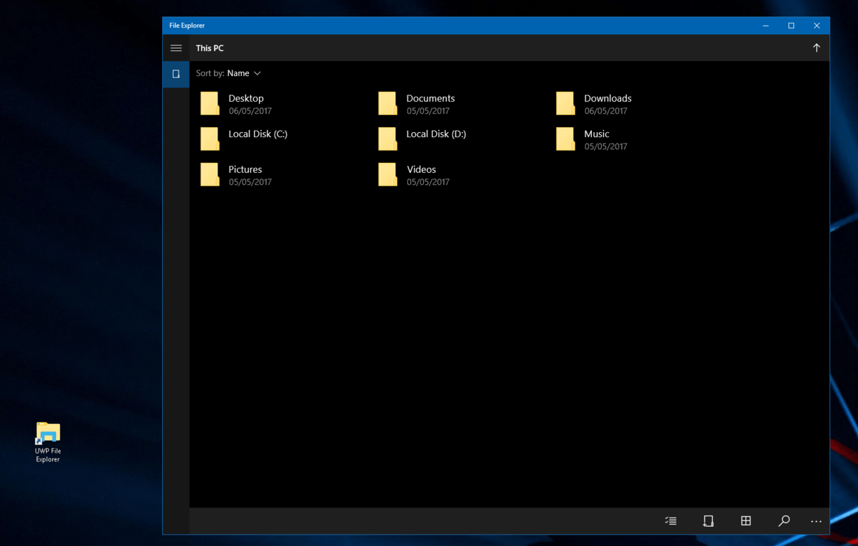 Explorador de archivos de Windows 10 UWP