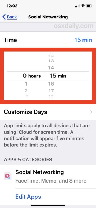 Cómo establecer un límite de tiempo para las redes sociales para cada día en iOS