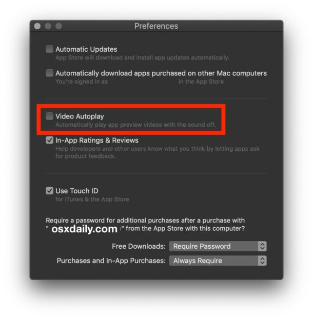 Cómo desactivar la reproducción automática de video en la Mac App Store