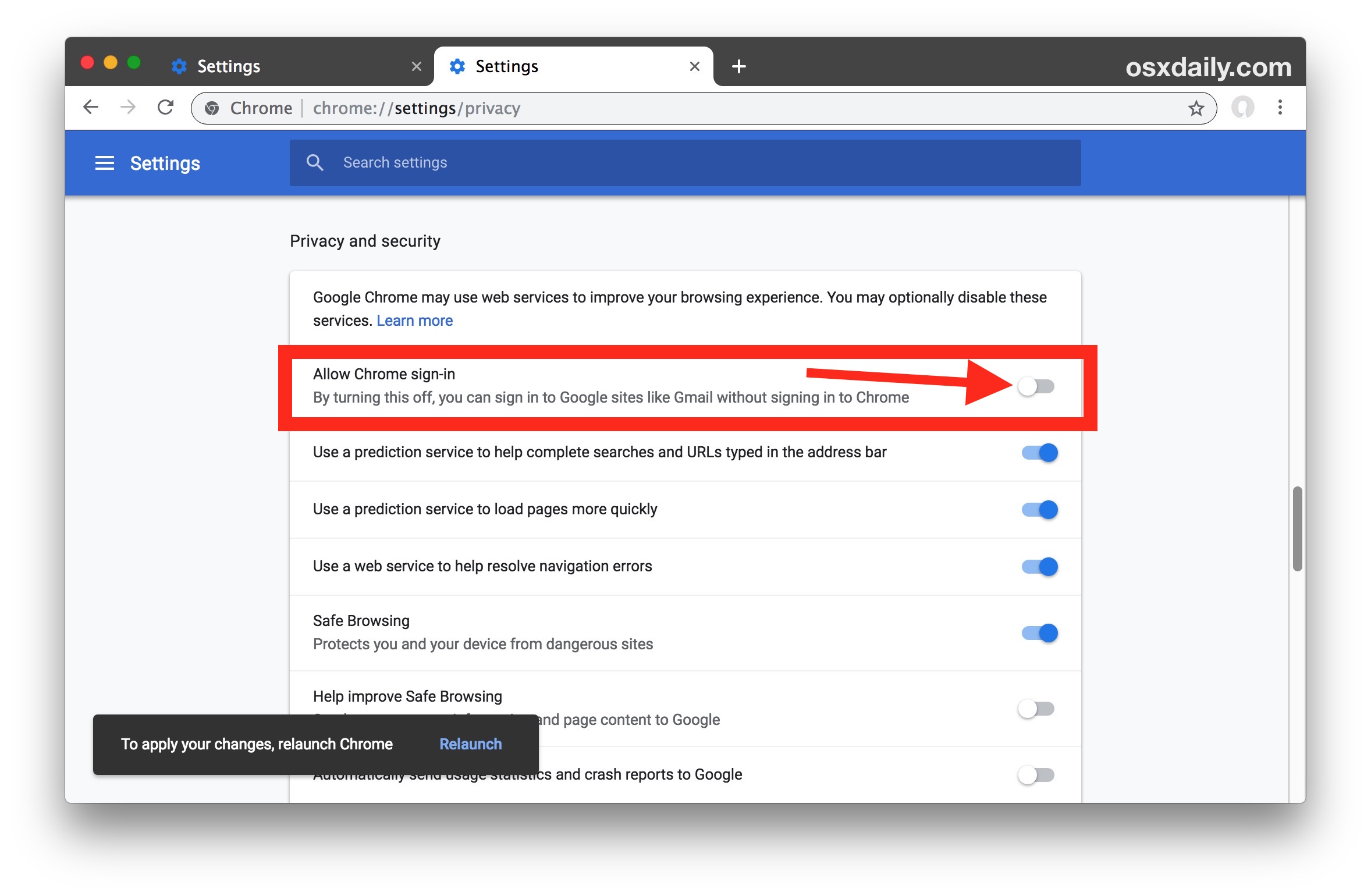 Cómo deshabilitar la conexión de Chrome a Google