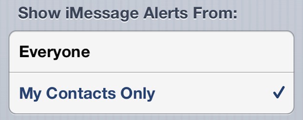 Mostrar solo notificaciones de alerta de iMessage en su lista de contactos