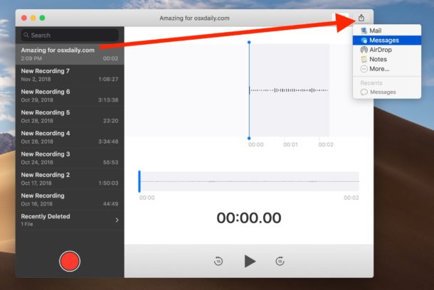 Cómo compartir notas de voz en Mac para guardar archivos de audio