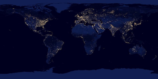 Tierra de noche, fondo de pantalla de la NASA