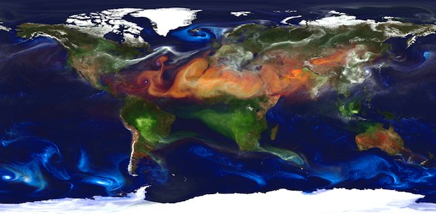 Los aerosoles globales mostrados por la NASA hacen un fondo de pantalla increíble