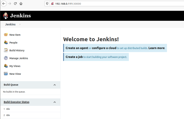 página de bienvenida de Jenkins