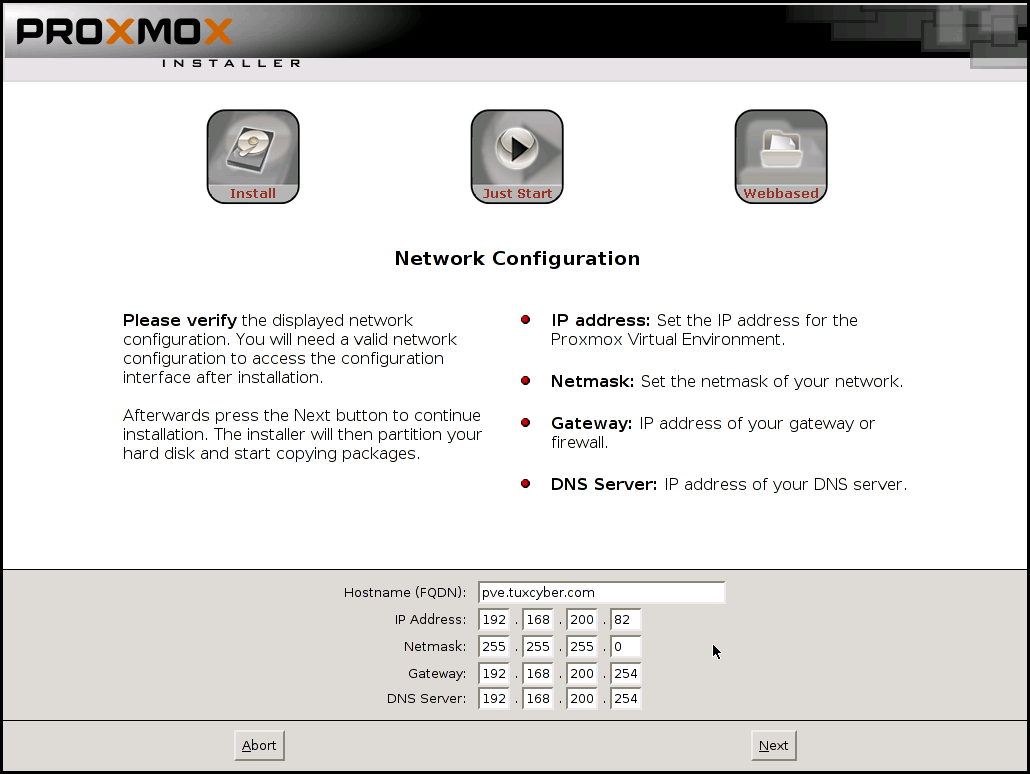Configuración de red Proxmox