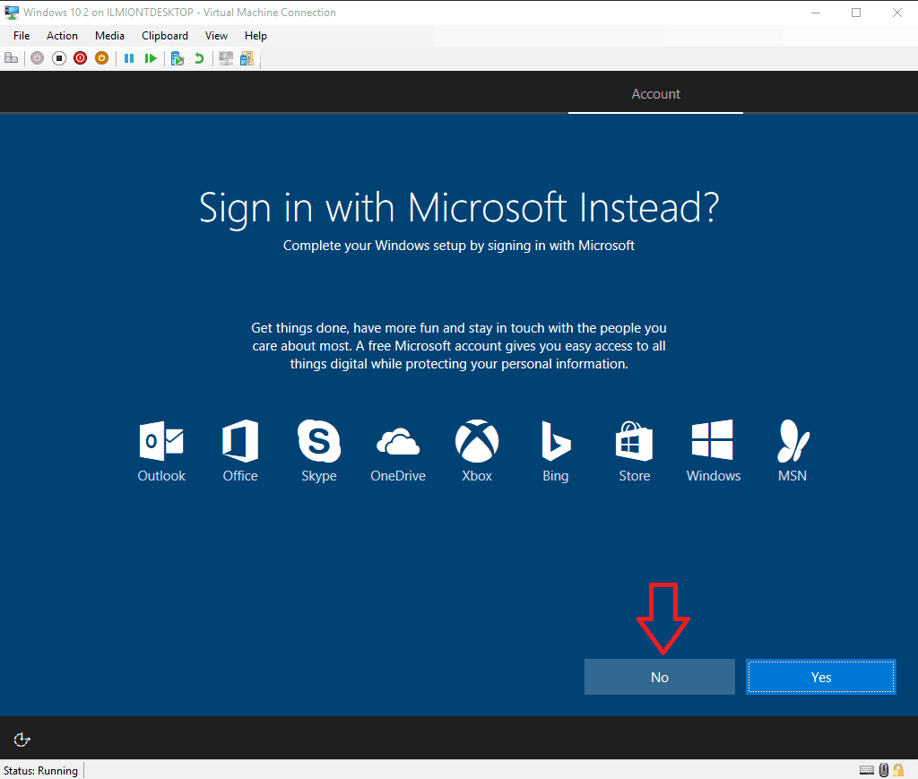 Captura de pantalla de la configuración de Windows 10