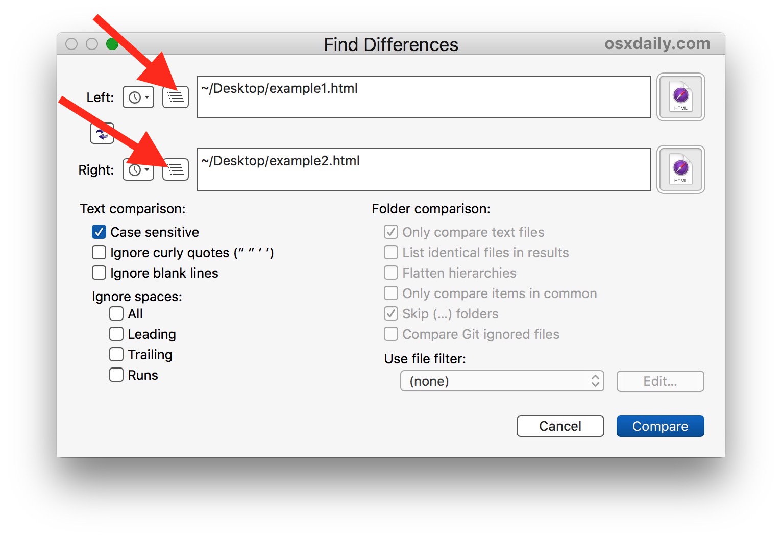 Encuentra diferencias de archivo con Bbedit en Mac