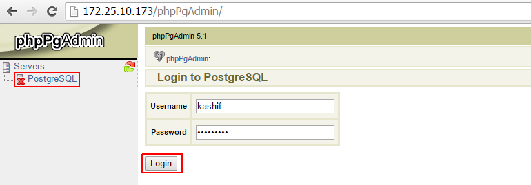 Inicio de sesión web de PostgreSQL