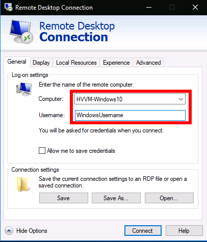 Configuración de escritorio remoto en Windows 10: establecer una conexión