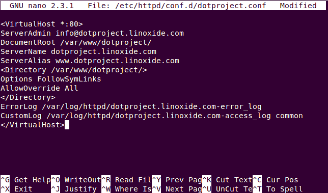 Configuración de dotProject Apache Config
