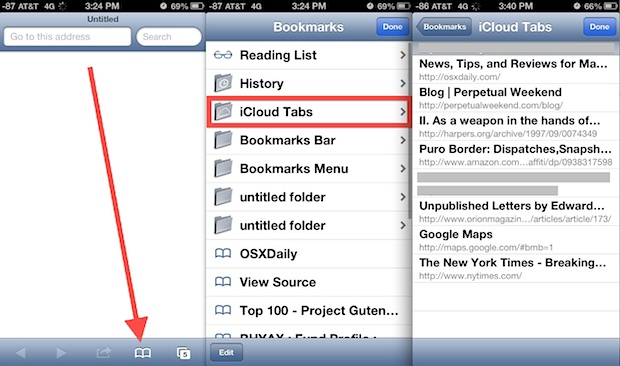 Accede a las pestañas de iCloud en iPhone y iPod touch