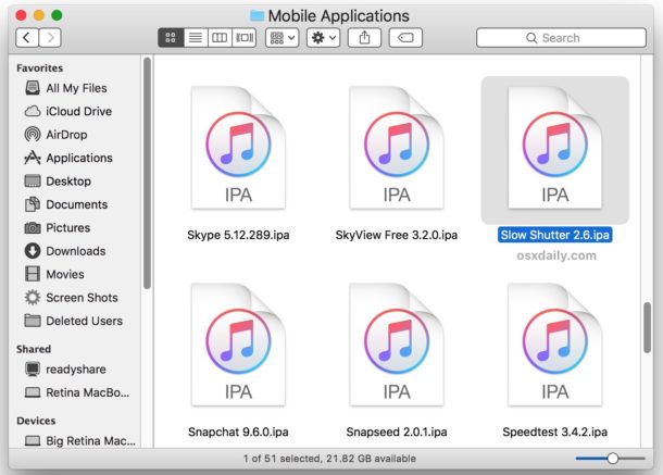 Archivos IPA de aplicaciones iOS en una Mac