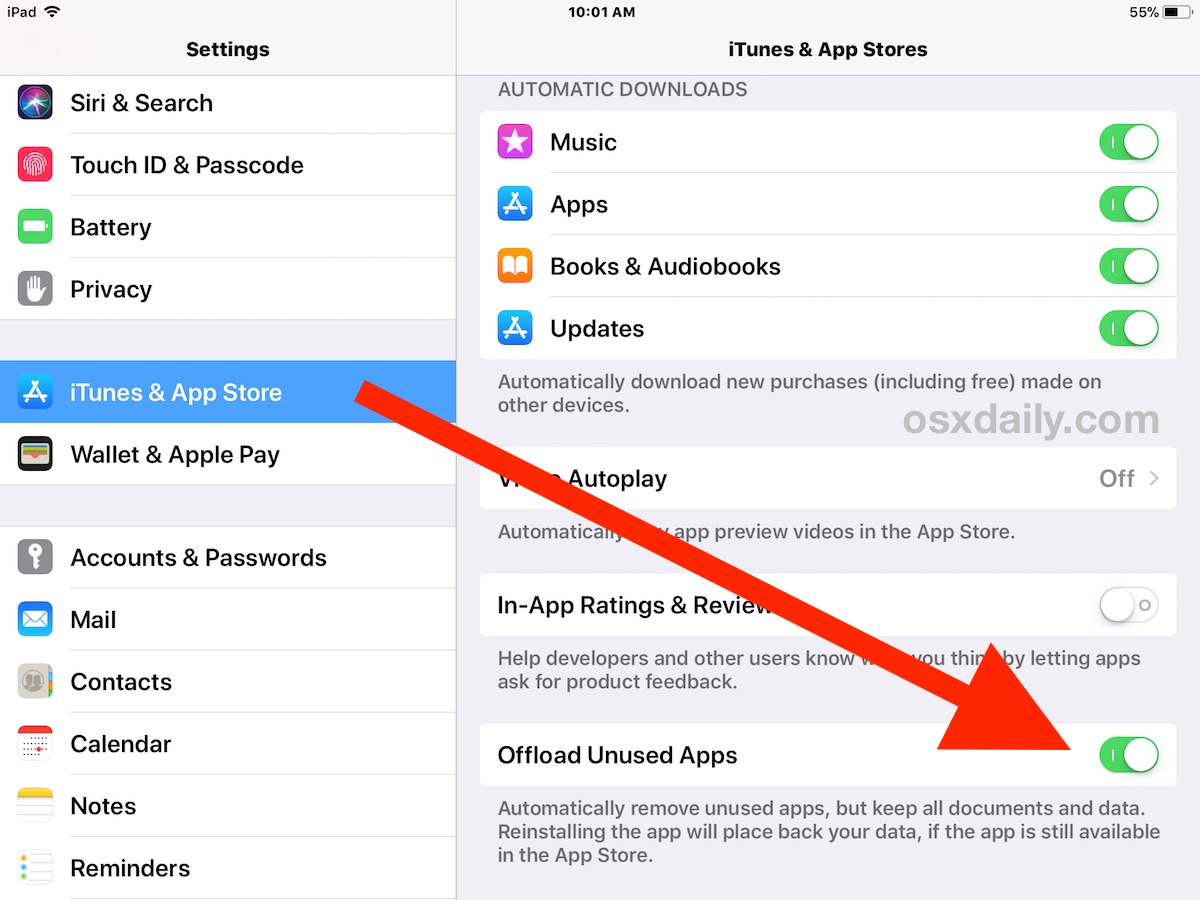 Habilitar Descargar aplicaciones no utilizadas en iOS