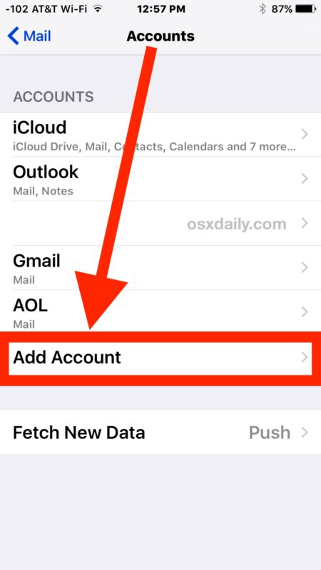 Agregar una nueva cuenta de correo electrónico en iOS 