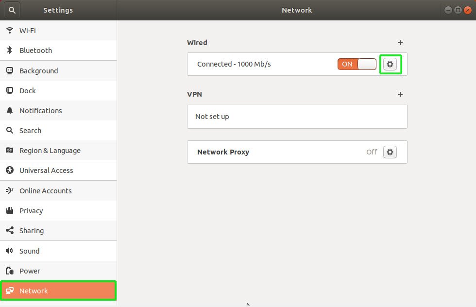 configurar la dirección IP estática en Ubuntu 18.04