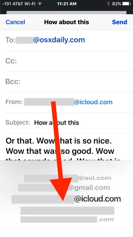 Cambiar la dirección de correo electrónico enviada desde iOS Mail
