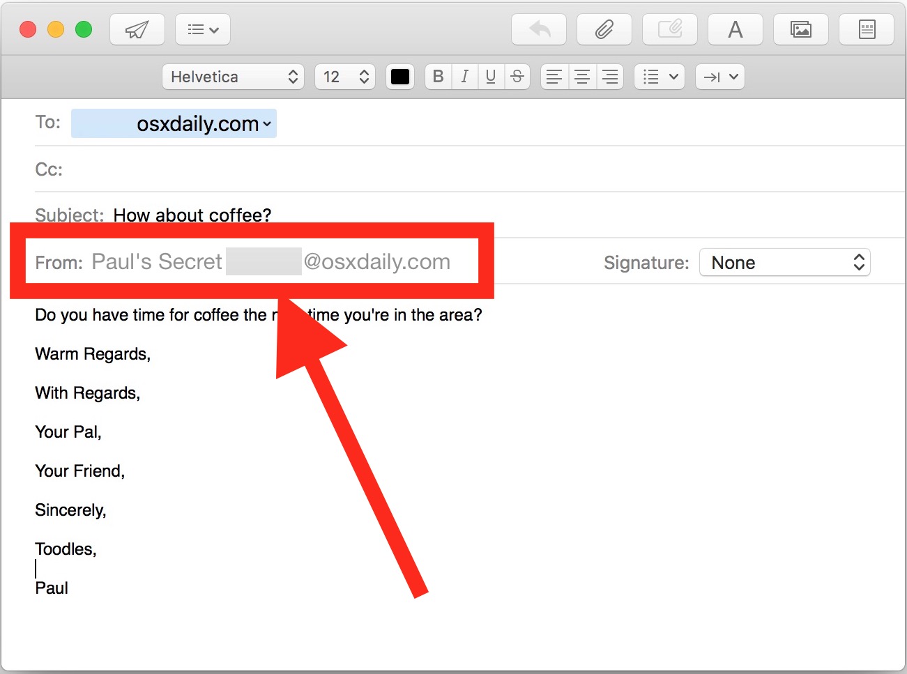 Cambie la dirección de correo electrónico enviada a su correo electrónico en la aplicación Mac Mail