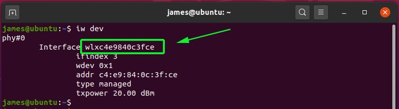 enumerar interfaces inalámbricas en Ubuntu 20.04