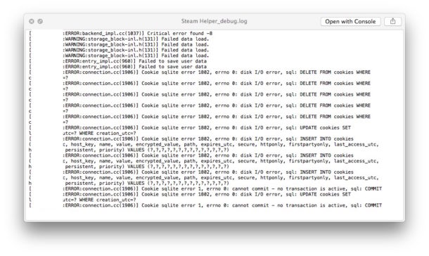 Ejemplo de archivo de registro de Mac