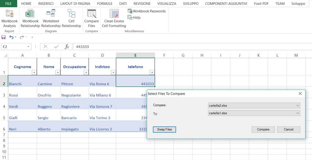 comparar hojas de Excel