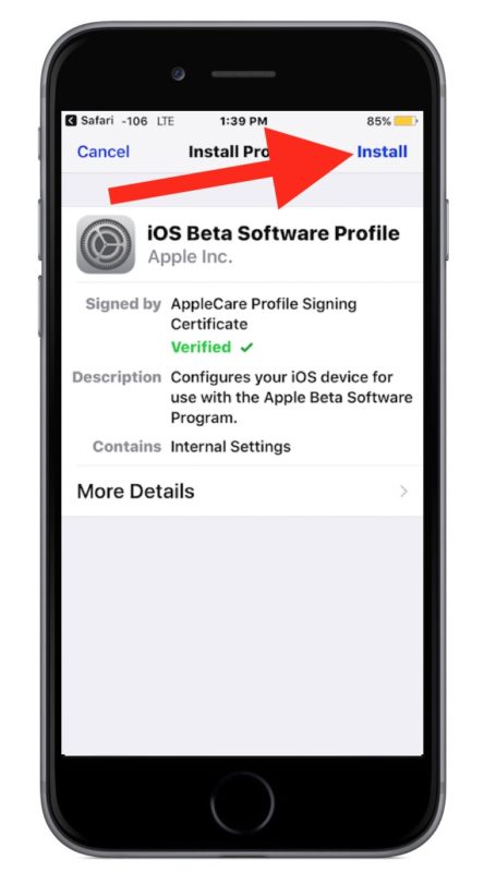Instale el perfil beta público de iOS 11 en su dispositivo
