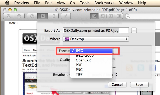 Exportar PDF como JPG para convertirlo
