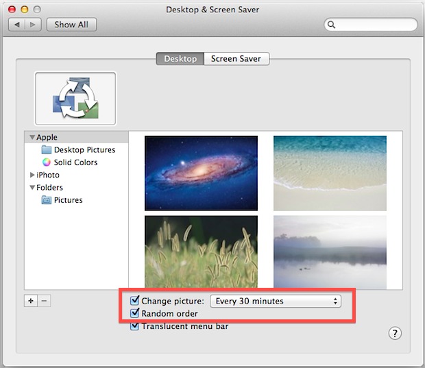 Cambie automáticamente las imágenes del escritorio en Mac OS X.