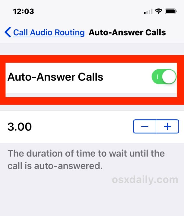 Habilitar la respuesta automática de llamadas de iPhone