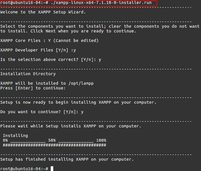 Instalación de XAMPP en Ubuntu 16.04