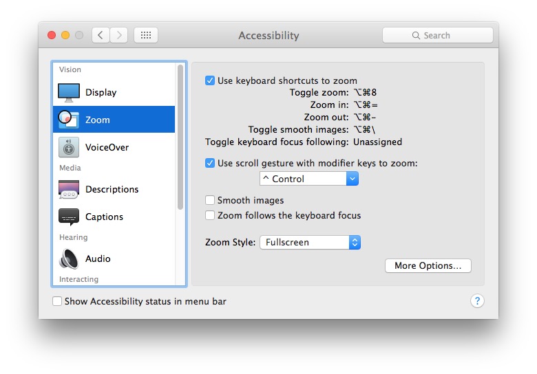 Zoom de pantalla en Mac OS X