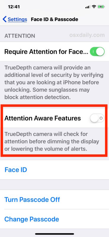 Desactive las funciones de atención en su iPhone X para desactivar el tono de llamada silencioso