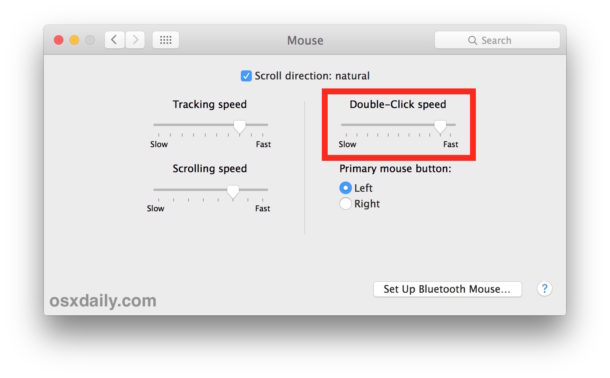Ajustar la configuración de velocidad de doble clic en Mac OS