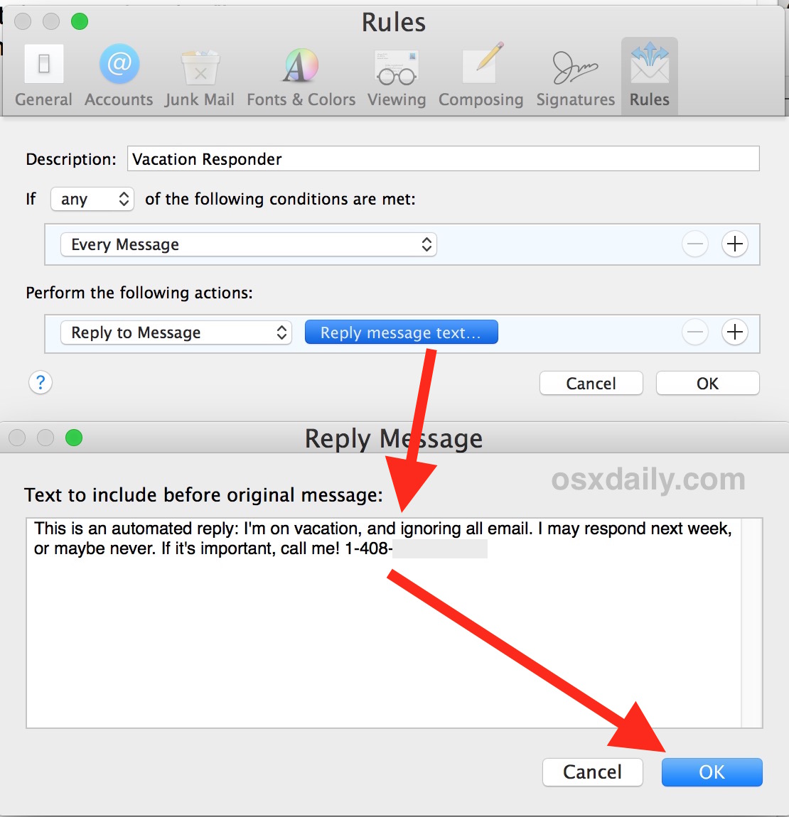 Cómo crear una respuesta automática de correo electrónico en Mail para Mac