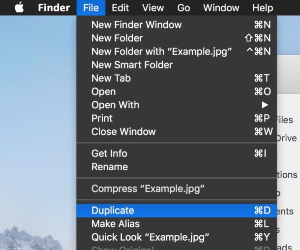 Duplica un atajo de teclado al archivo en tu Mac