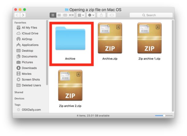 Abrir un archivo zip en una Mac